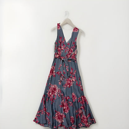 White House Black Market - Beautiful Floral Silk Dress Blue Pink Size 6 NWT