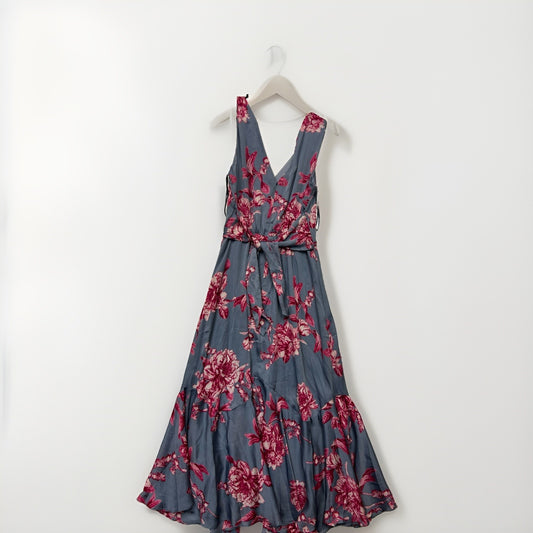 White House Black Market - Beautiful Floral Silk Dress Blue Pink Size 6 NWT