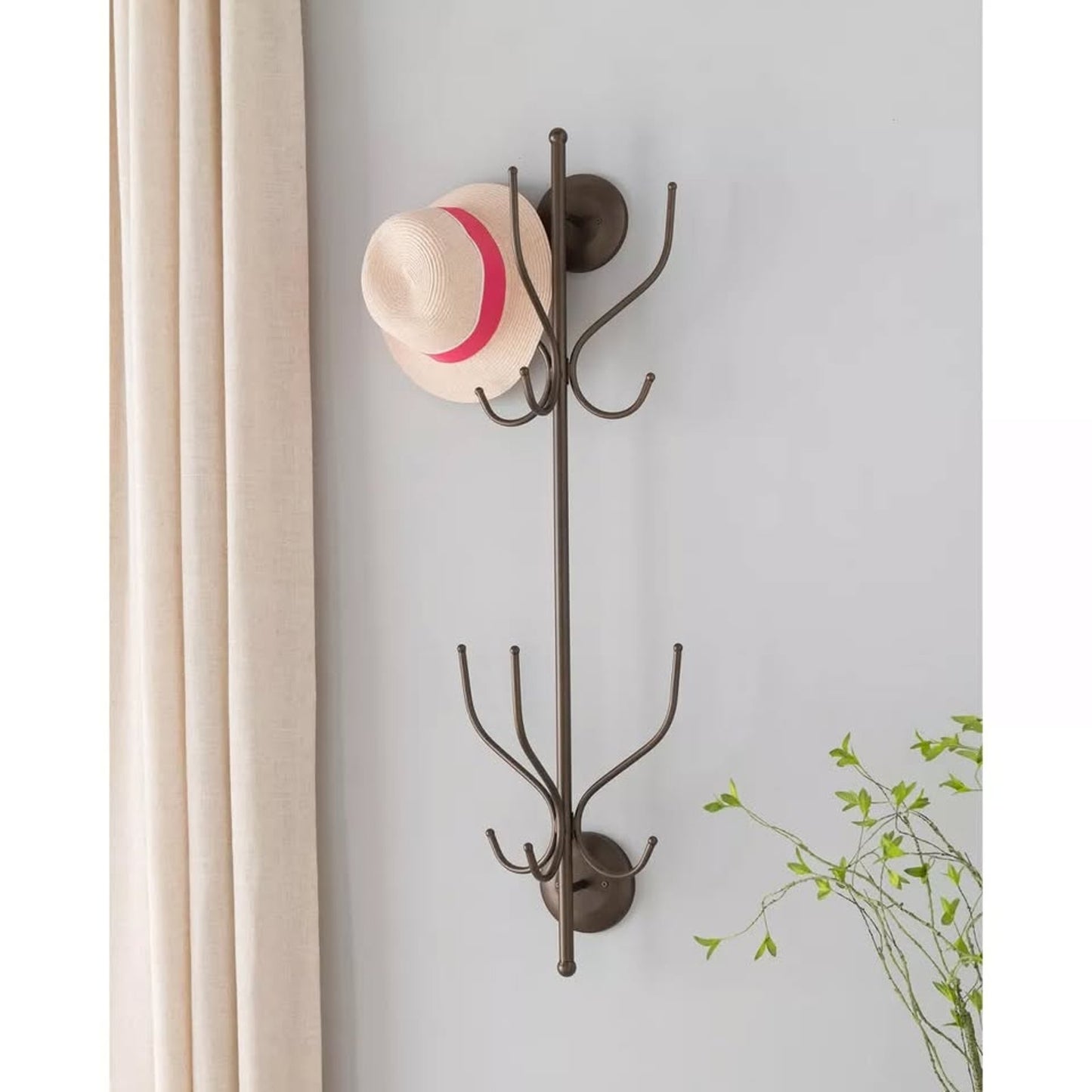 Wall-Mounted Coat & Hat Rack — Pewter, 12 Hooks (Style CR1479)