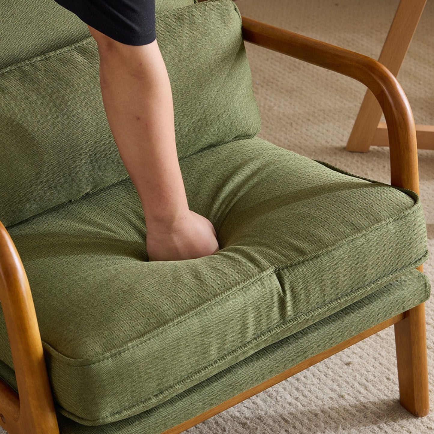 Winado Mid Century Solid Wood Armchair Dark Green | G98000363