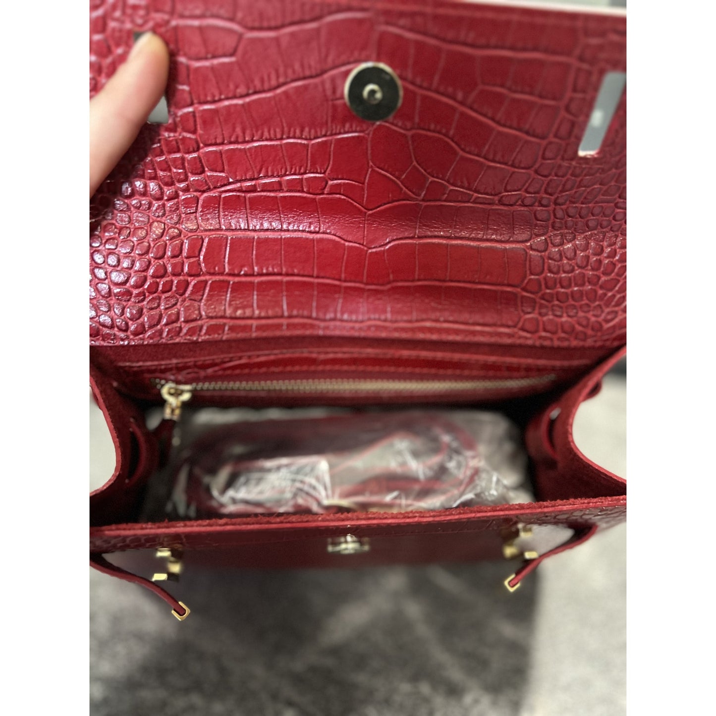 Teddy Blake Ava 11" Croco Leather Satchel – Rosso Scuro Red w/ Gold Hardware-NWT