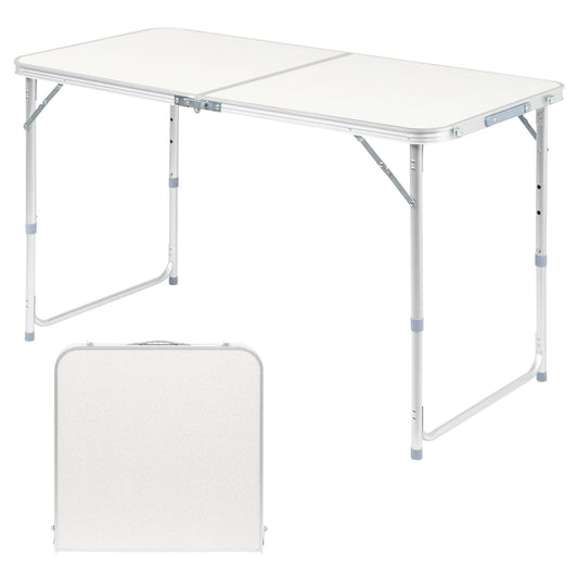 4FT Folding Table with Carry Handle, Waterproof Top (White)