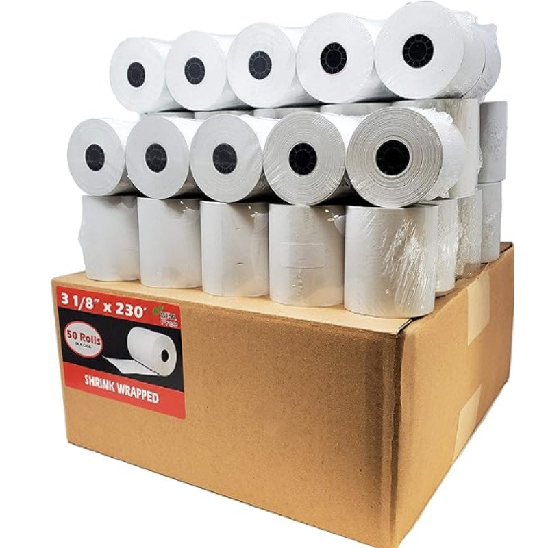 (50 Rolls) 3 1/8" x 230' Thermal Paper Receipt Rolls- New in box