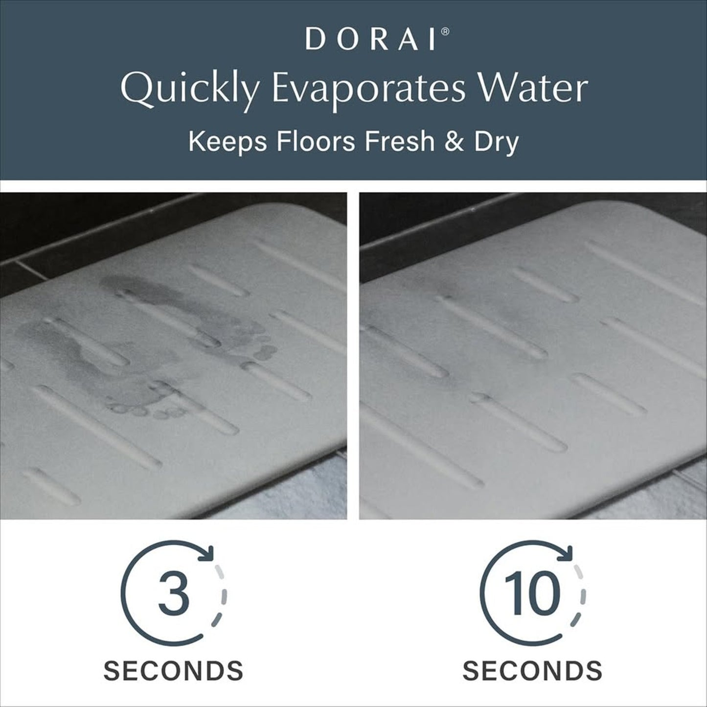 Dorai Quick-Dry Bath Stone Mat with Rubberized Bottom – 24" x 16"