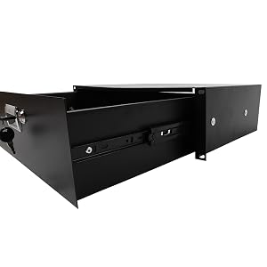 3U Rack Drawer Locking Drawer with Key Black