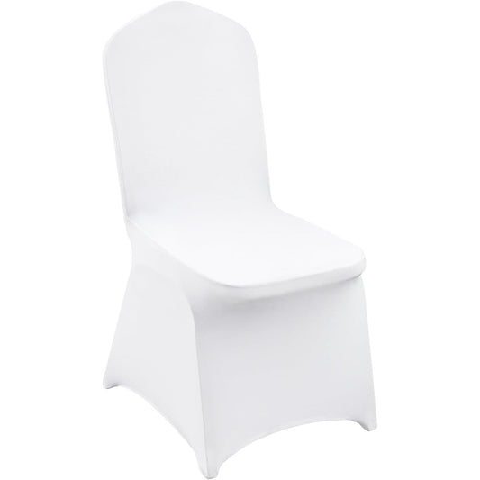12-Pack White Polyester Spandex Flat-Front Stretch Chair Covers for Events