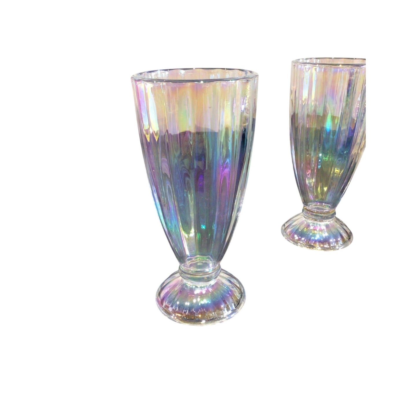 Iridescent Milkshake Glasses – Set of 2- (Bulk Available) - Brand New