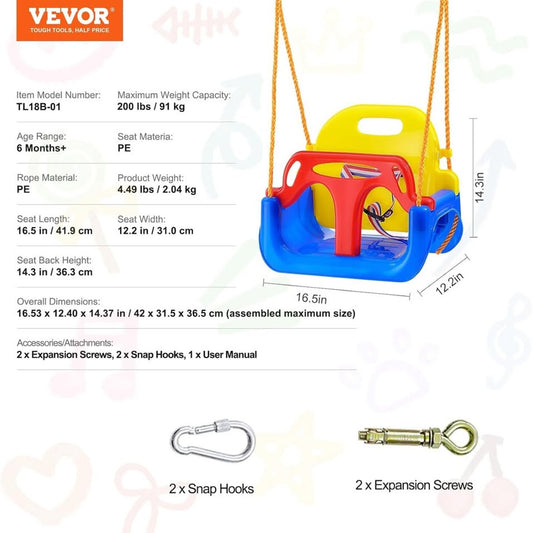 VEVOR 3-in-1 Toddler Swing Seat – Grows with Your Child
