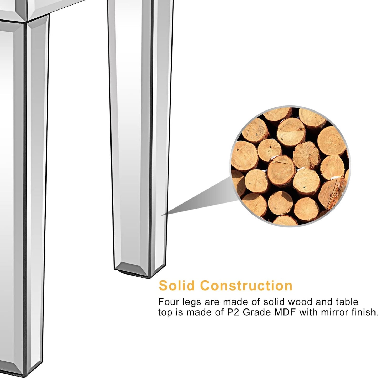 Elegant Mirrored Vanity Stool with Hidden Storage, Brand New