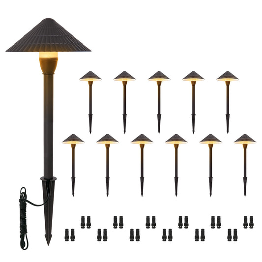 12-Pack LED Low Voltage Landscape Pathway Lights 3W CRI90+ Cast Aluminum Bronze