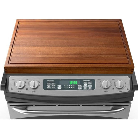 Acacia Wood Noodle Board Stove Cover with Juice Grooves-NIB