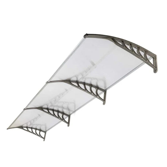 40" × 80" Outdoor Polycarbonate Door & Window Awning – White/Gray 6-Panel