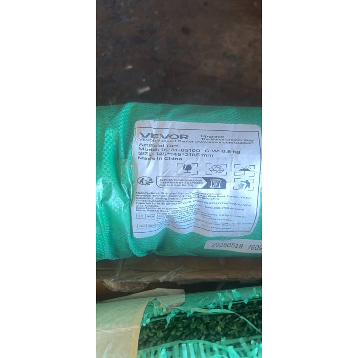 VEVOR Artificial Grass Turf Roll – 12 × 7 ft, Green