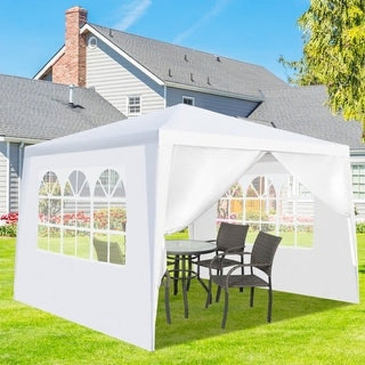 10x10ft White Outdoor Party Canopy Gazebo with Removable Sidewalls