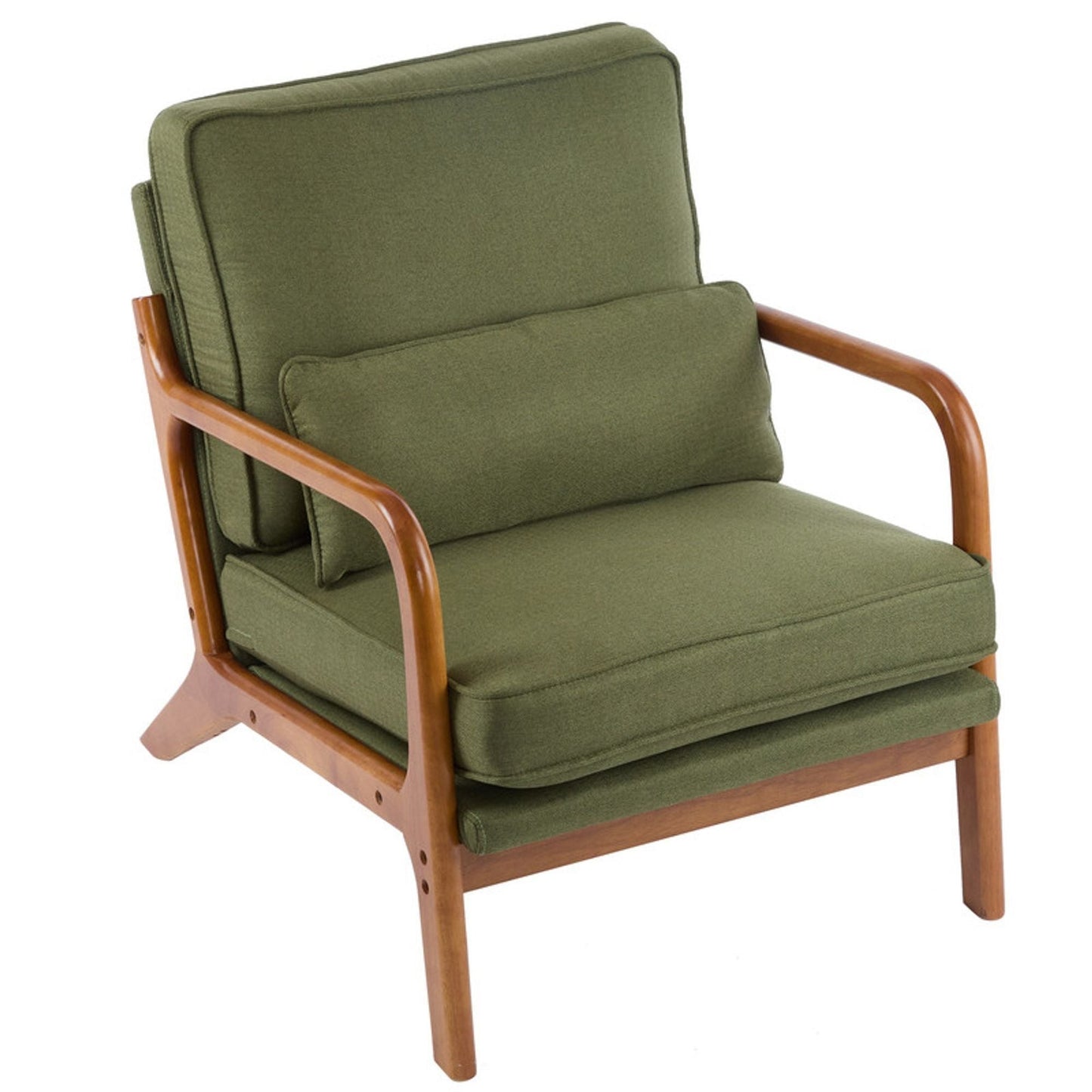 Winado Mid Century Solid Wood Armchair Dark Green | G98000363