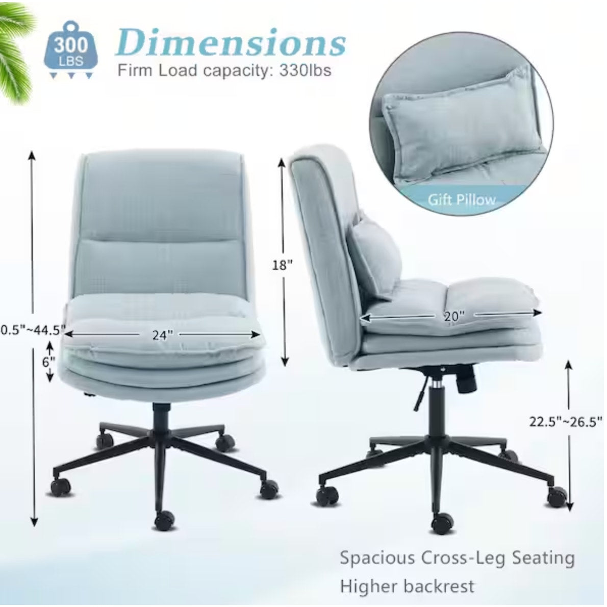 Adjustable Height, Criss Cross Swivel Desk Chair – 300 lb Capacity – New in Box