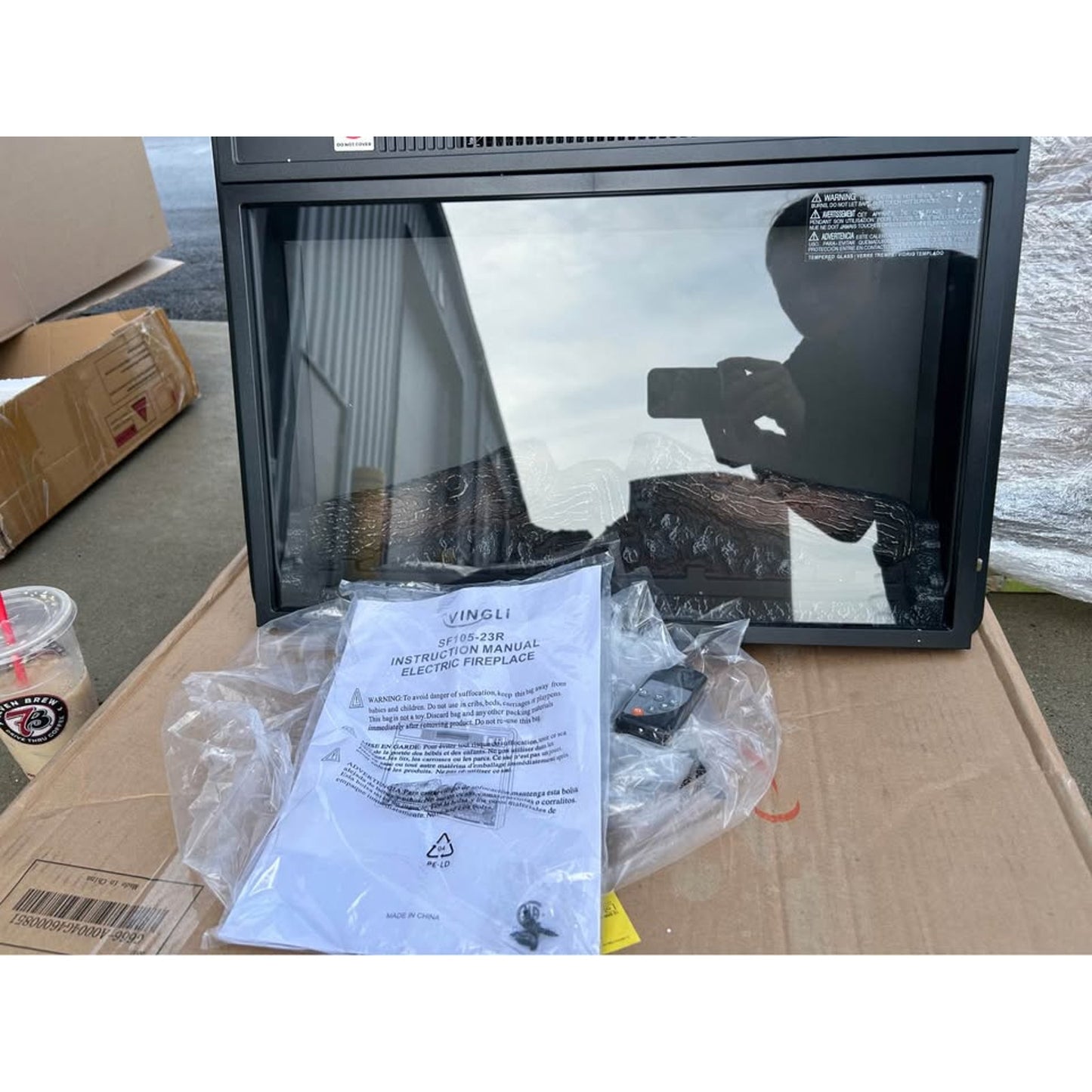 23" Electric Fireplace Insert with App Remote 1400W Black