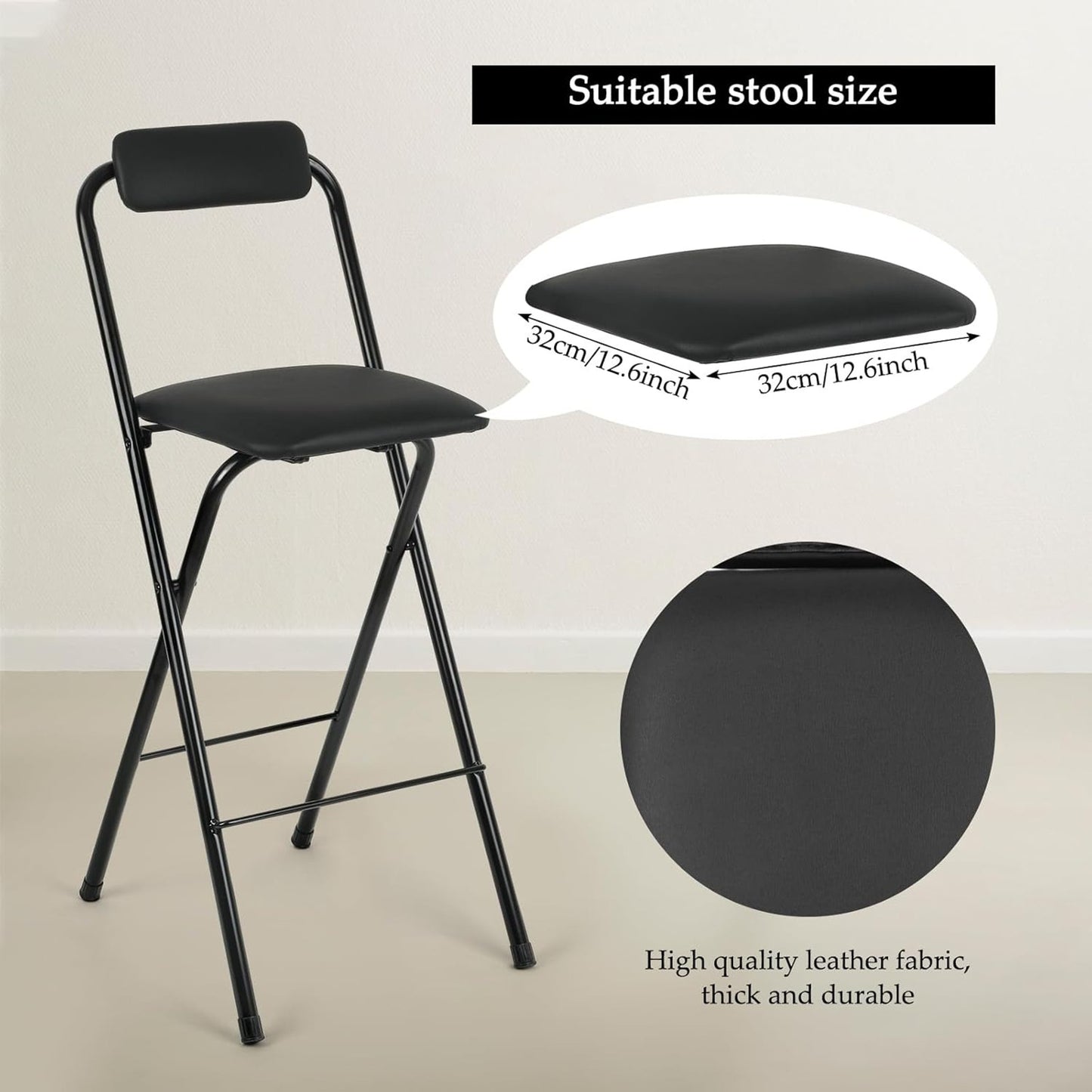 27” Folding Makeup / Styling Stool w/ Padded Seat – 300 lb Capacity