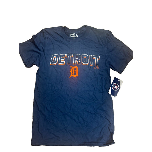 Official MLB Detroit Block Letter Men's T-Shirt NWT Navy Blue Sizes S-XXL