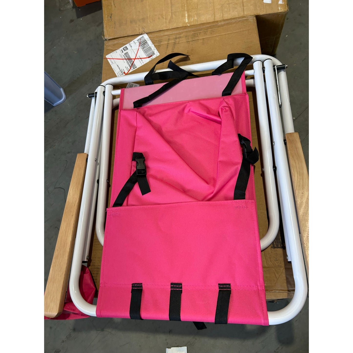 Set of 2 Pink Backpack Beach Chairs Folding 4 Position Reclining