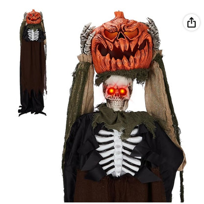 VINGLI 5.6 ft Animatronic Pumpkin-Head Ghost – Open Box / Like New