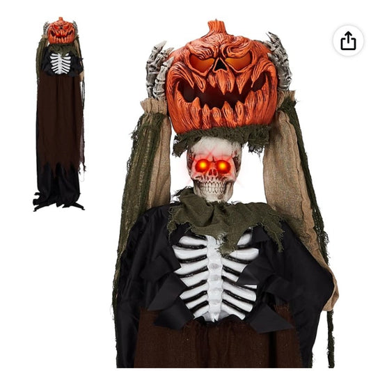 VINGLI 5.6 ft Animatronic Pumpkin-Head Ghost – Open Box / Like New