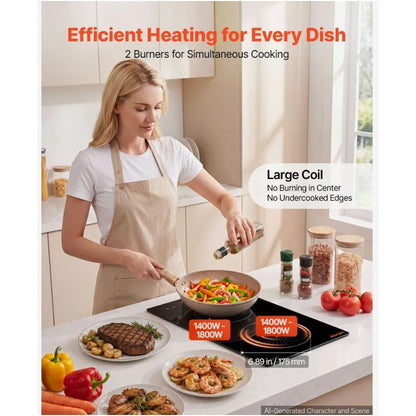 12" 2-Burner Induction Cooktop – 1800W, 110V