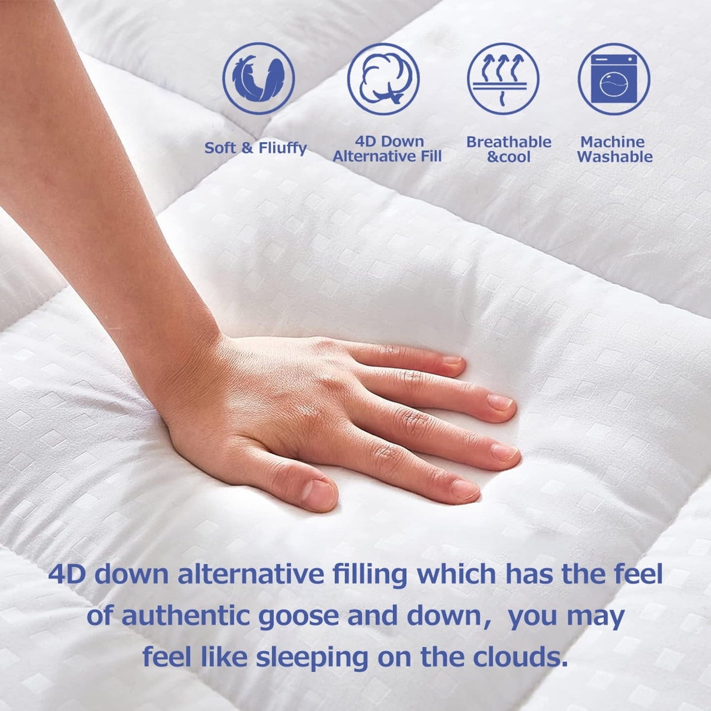 King 2″ Cooling Mattress Topper with Deep Pocket Fit and Down Alternative Fill