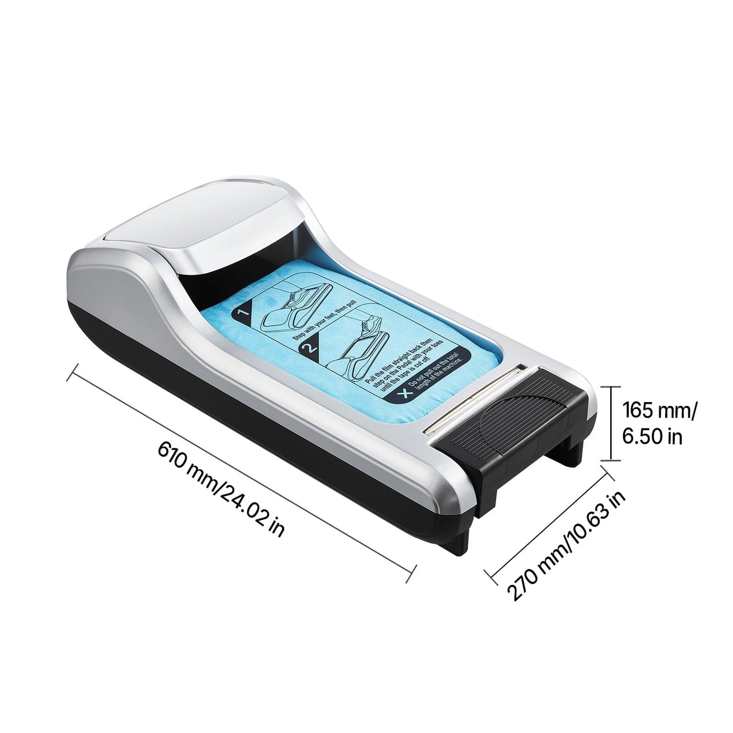 Automatic Shoe Cover Dispenser, Hands-Free with 600 Covers (Silver)