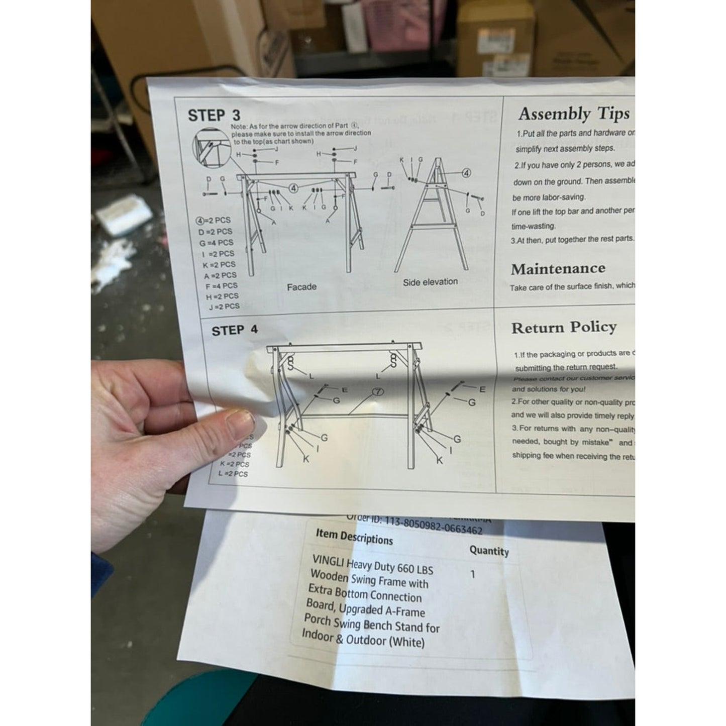 Heavy Duty 660 LBS Wooden A-Frame Porch Swing Stand