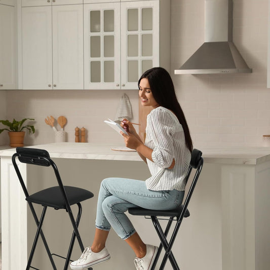 27” Folding Makeup / Styling Stool w/ Padded Seat – 300 lb Capacity