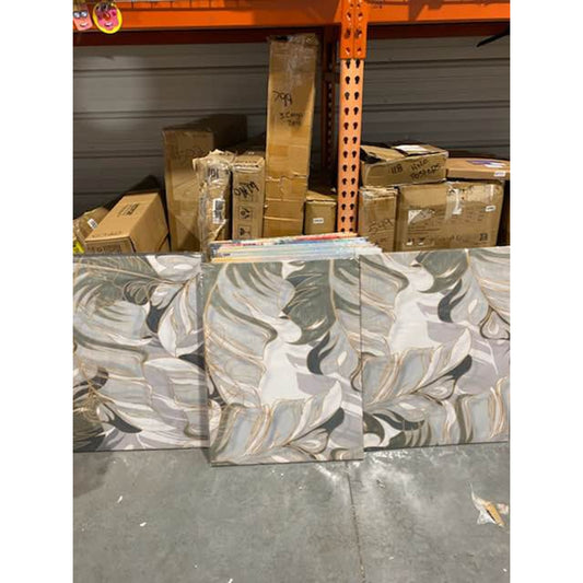 3-Piece Soft Abstract Leaf Canvas Set – Brand New