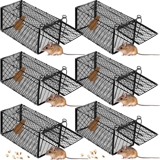 Humane Cage Rodent Trap Set (6-Piece) — Catch & Release W/O Harm- 10.6" x 5" x 5"