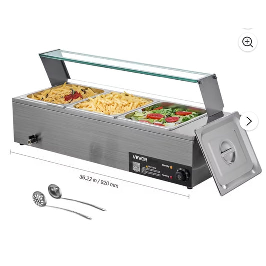 VEVOR 3-Pan Commercial Food Warmer – 17.4 Quart, 1200W
