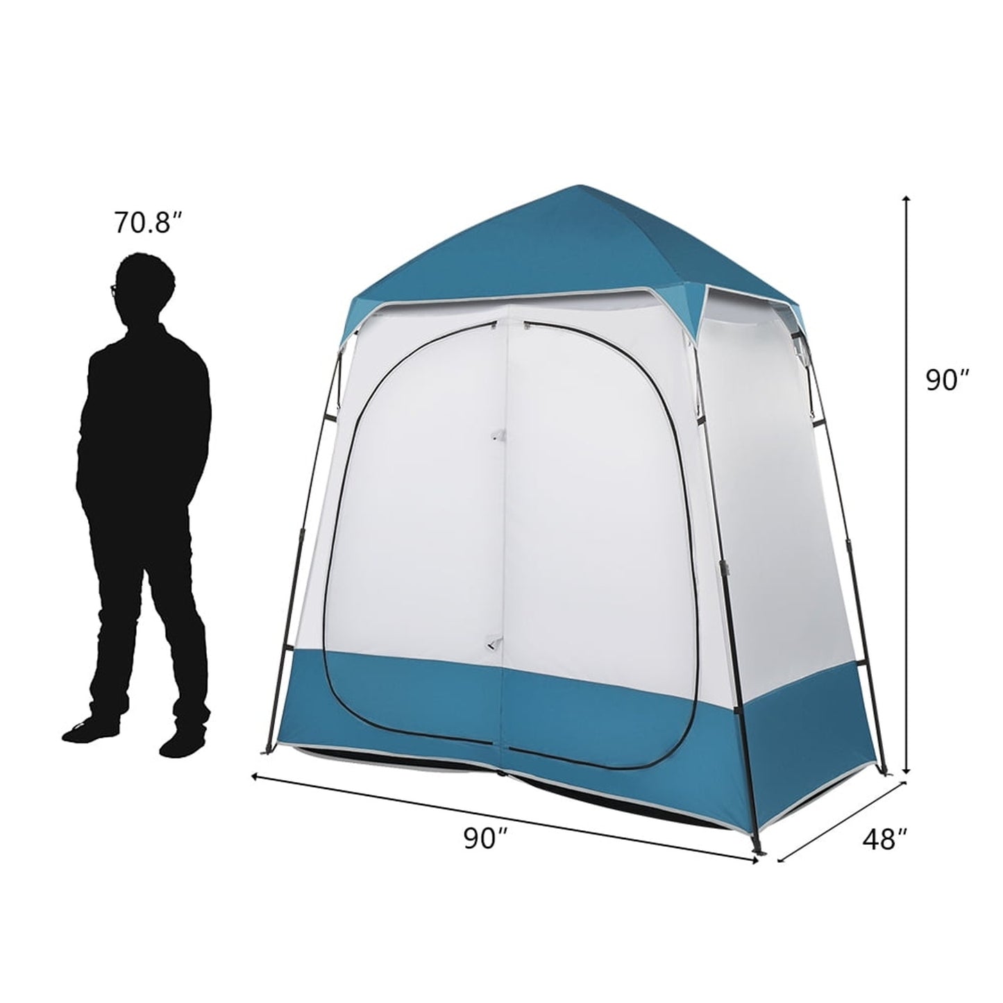 Pop-Up Privacy -Double Shower & Changing Tent with Carry Bag – 7.5 Ft
