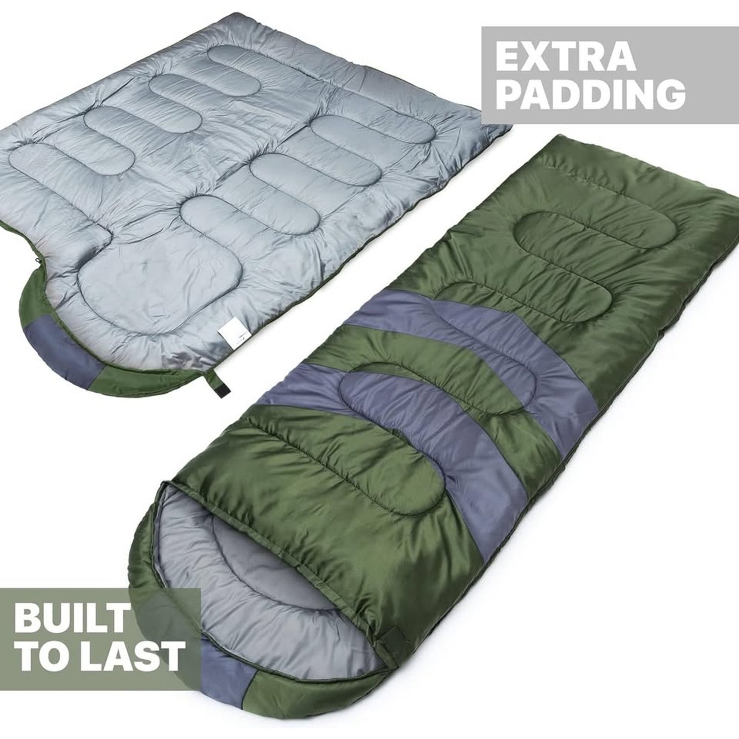MalloMe Camping Sleeping Bag (Adult) — Lightweight, 3-Season w/ Compression Sack