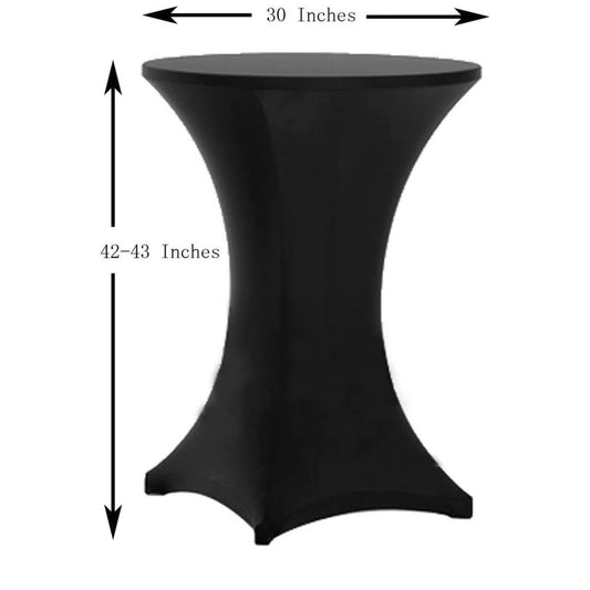 4-Pack Spandex Cocktail Event Table Covers – 30x42″ Black, Fitted