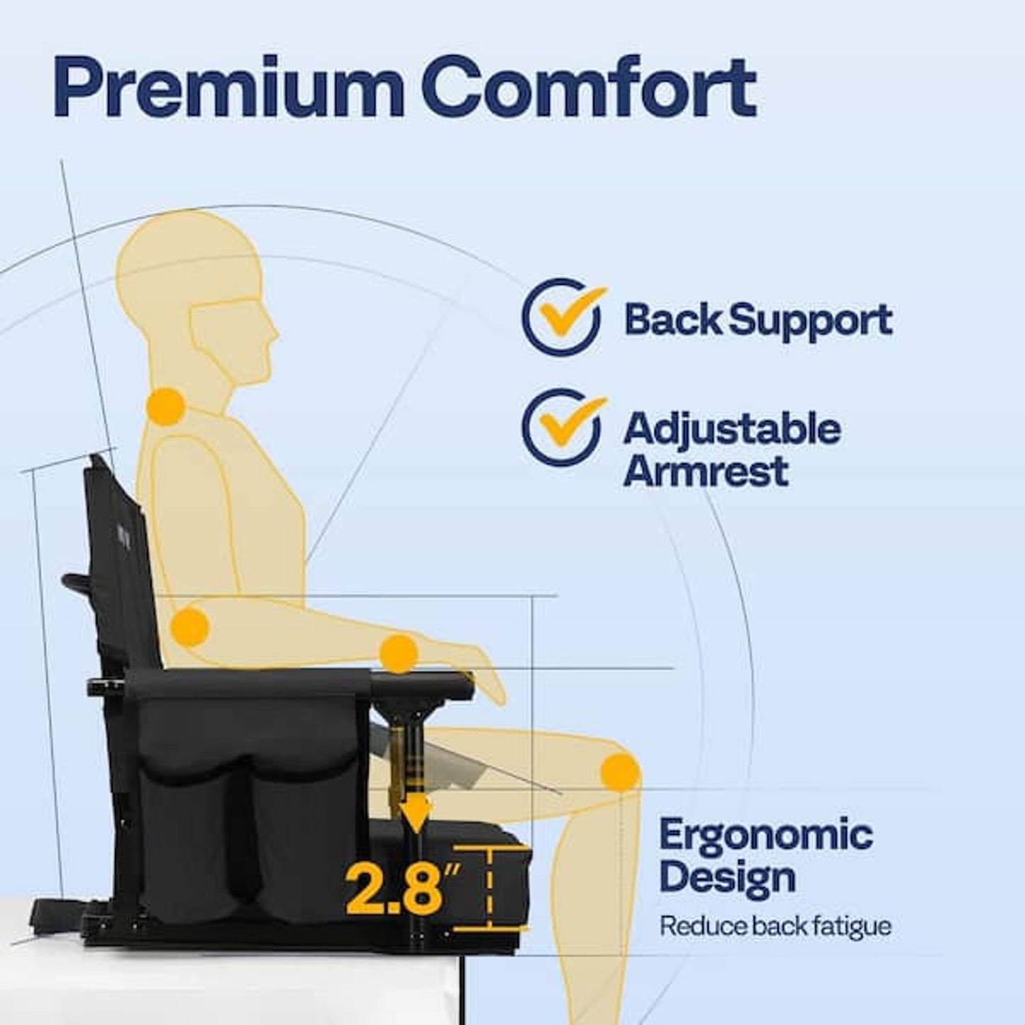 Heavy-Duty Padded Bleacher Chair with Backpack Straps and Dual Cup Holders