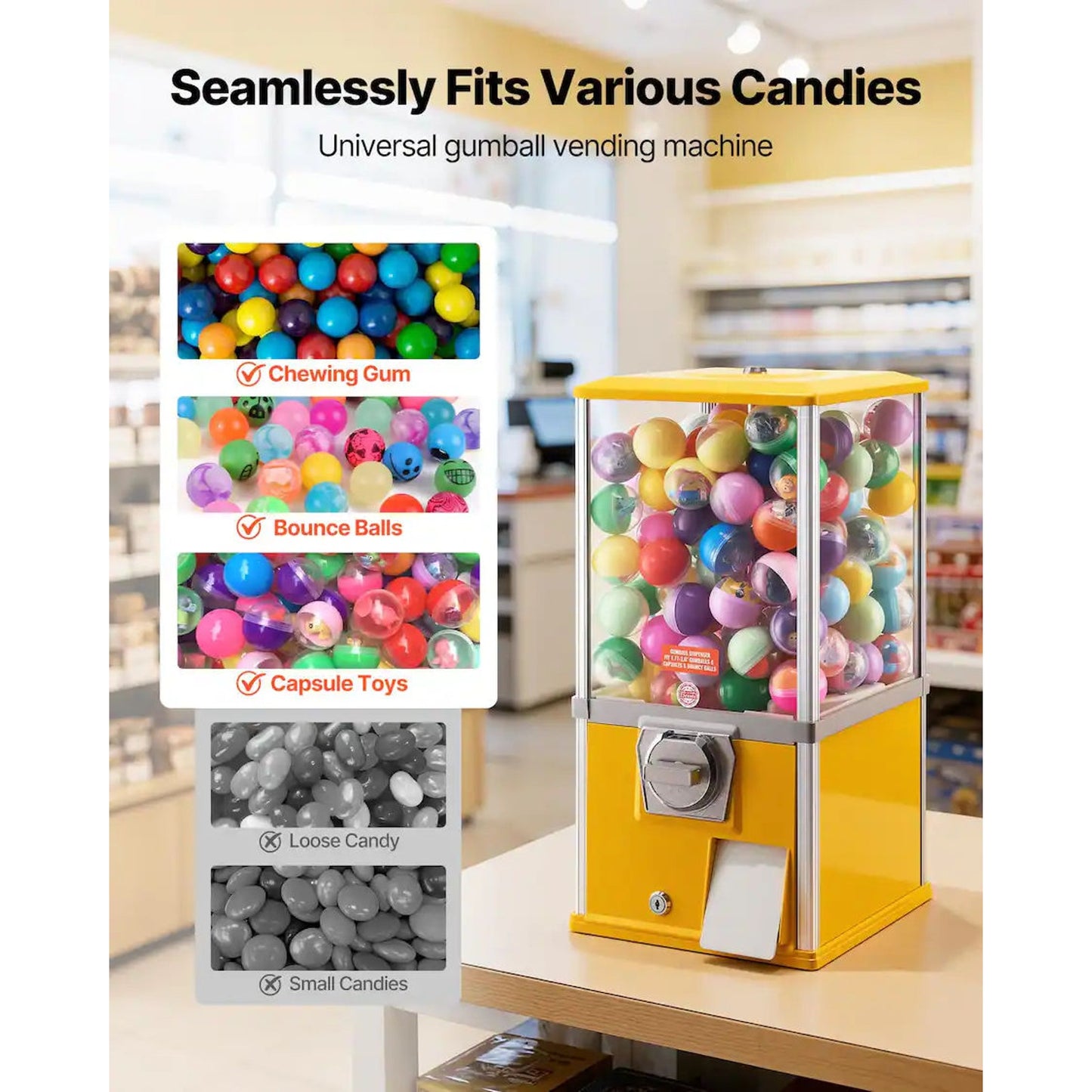 New 21" Candy Gumball Vending Machine with Coin Mechanism
