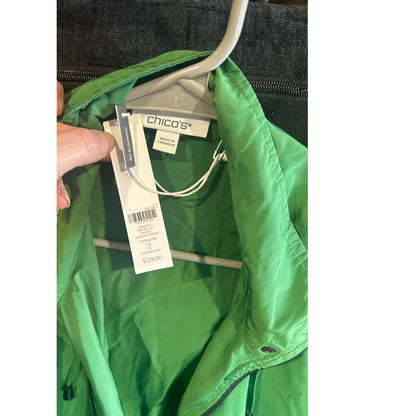 NWT Chico’s Zenergy Taffeta Hooded Jacket Verdant Green Size 12 / Large