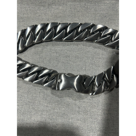 Heavy Duty Stainless Steel Cuban Link Dog Collar with Bone Clasp – 18”