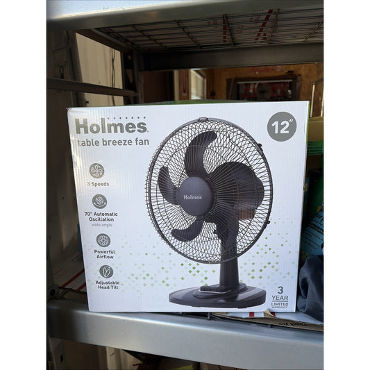 Holmes 12" Table Breeze Table Oscillating Fan Black