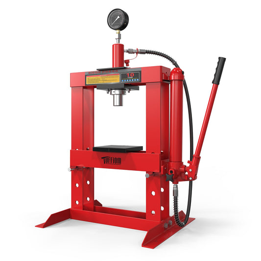 10-Ton Hydraulic H-Frame Shop Press with Pressure Gauge