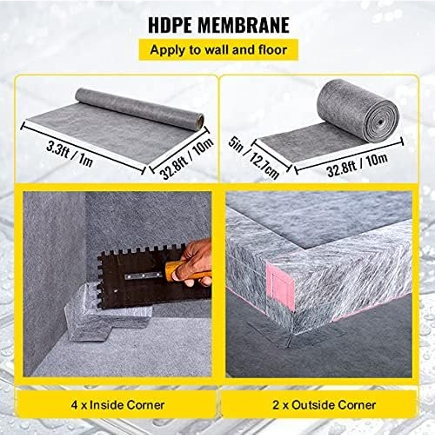38″×60″ Gray Waterproof Shower Substrate & Tile‑Ready Kit