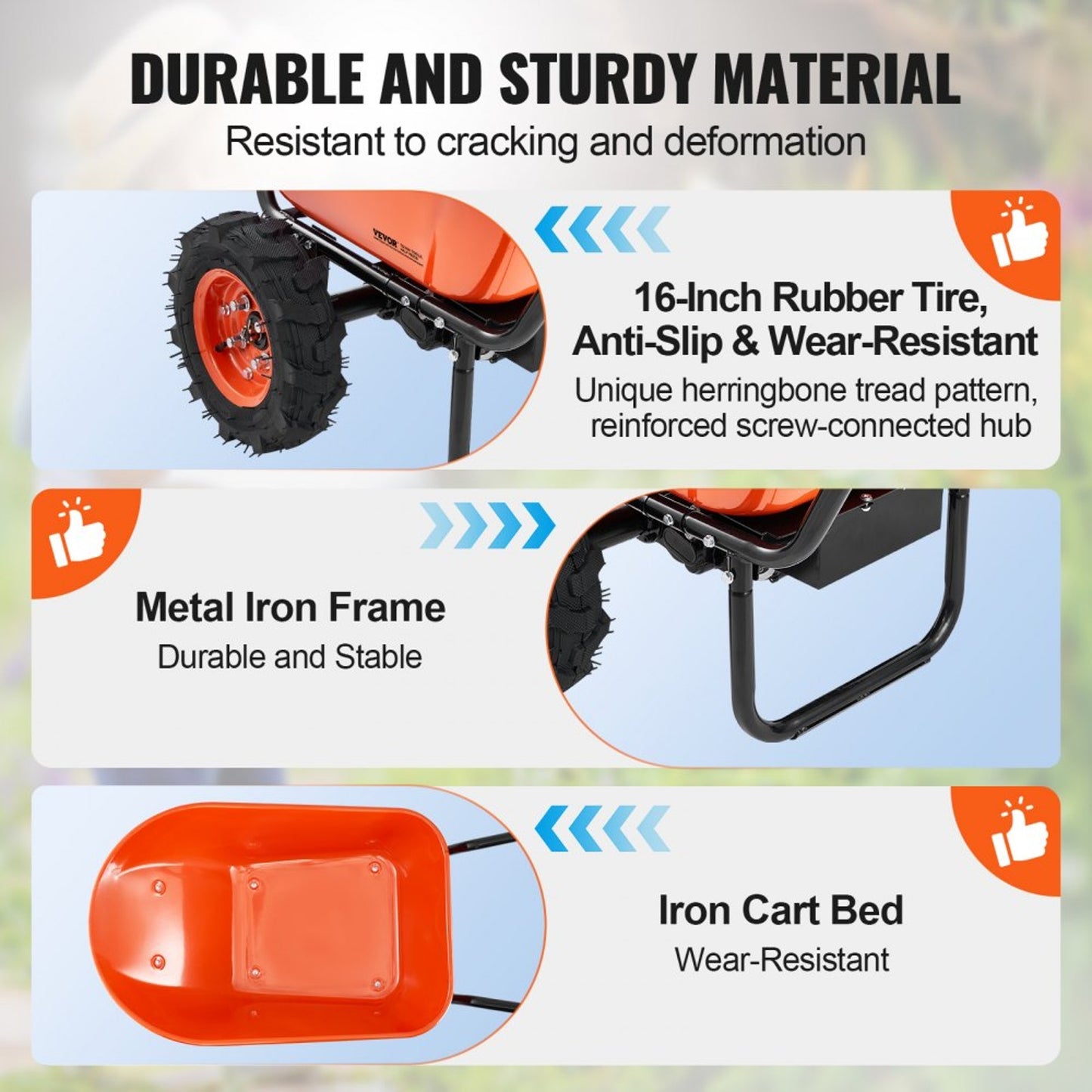 VEVOR 500W Electric 2-Wheel Dump Cart, 4.5 Cu. Ft. Capacity- Brand New