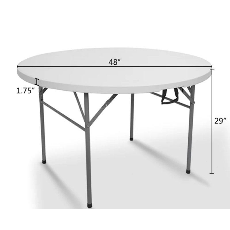 48" Round Folding Table – Portable Indoor/Outdoor Dining, White- NIB