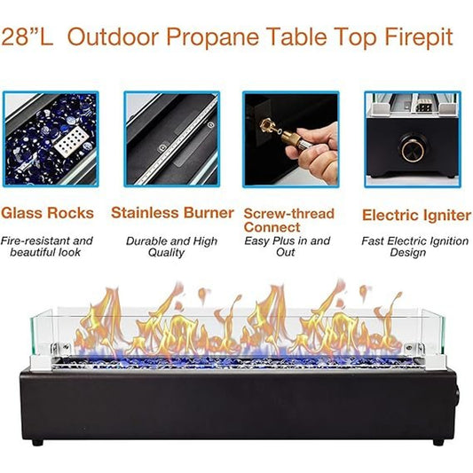 BAIDE HOME 28-in Tabletop Propane Fire Pit – Brand New & Ready to Warm Your Evenings, this fall 🔥