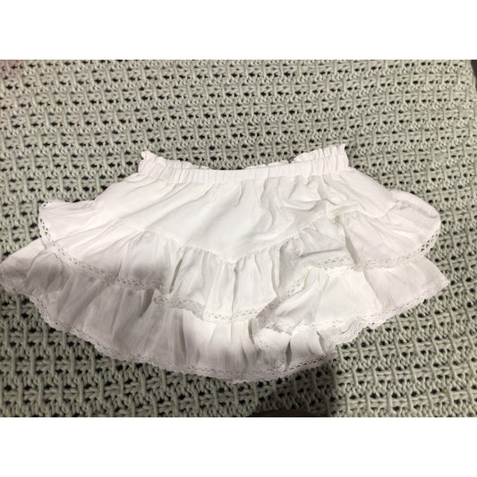 White Tiered Ruffle Mini Skirt – Size Large / Lightweight & Flowy- New