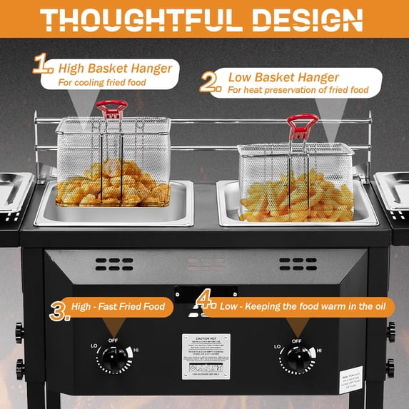 Two Tank Outdoor Propane Deep Fryer 16QT Double Burners