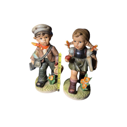 Vintage Hummel Like Figurines Boy And Girl Porcelain Made In Japan 10 Inches